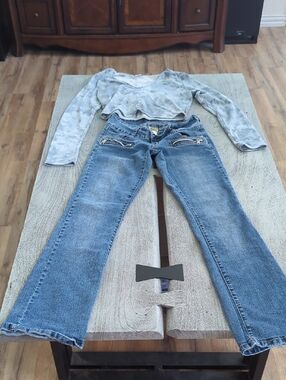 Bubblegum Women's Boot Cut Jeans & Fashion Nova Cropped Tie Dye Hoodie